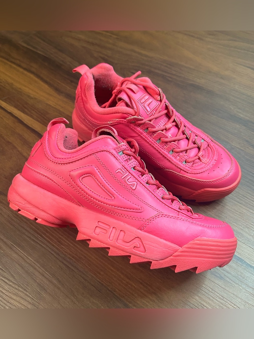 Fila Women's Hot Pink Platform Disruptor-Style Sneakers